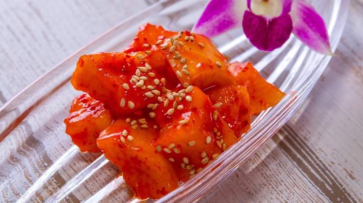 Cubed japanese radish kimchi