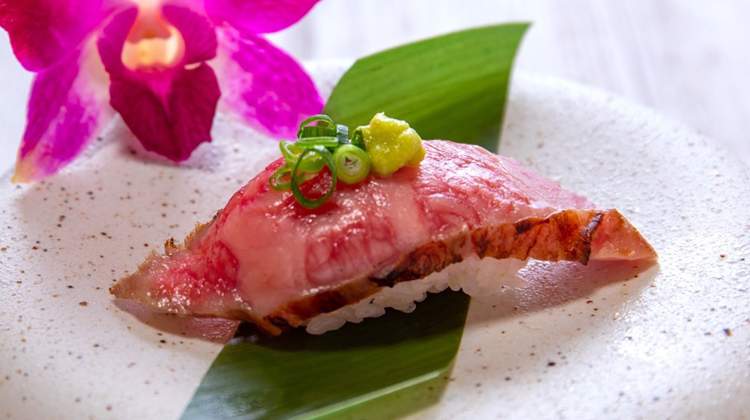 Kobe beef steak sushi 