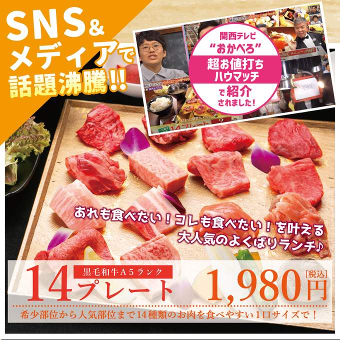 １日限定30食】 お肉《14種類》を1口サイズで！人気の『14プレート